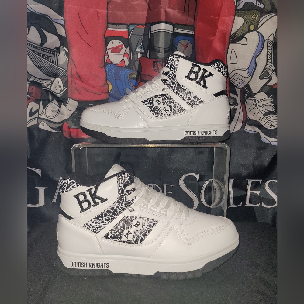 OG British Knights Men's High-Top Sneakers - White and Black